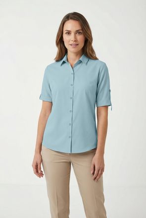 Killtec Funktionsbluse KILLTEC KOS 85 WMN WVN SHRT, Damen, Gr. 36, hell ocean, Obermaterial: 100% Polyester, Blusen Funktionsbluse, sportliche Passform, f&uuml;r F