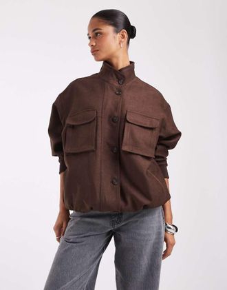 Asos bomber comodo in camoscio sintetico marrone