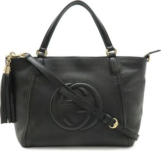 Gucci Soho Black Leather Shoulder Bag Tote Bag (Pre-Owned)