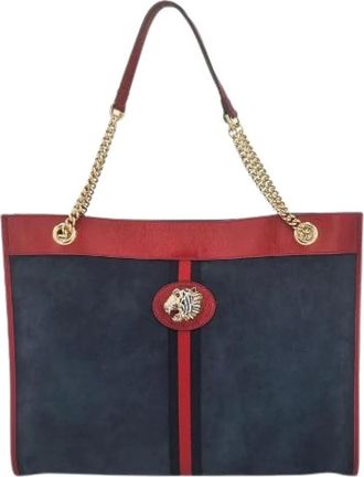 Gucci Pre-owned Tote Bag - Dames - Vintage Shopper - Blauw - ONE Size - Leer - Vintage