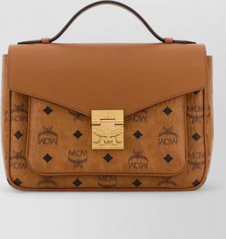 MCM tracy canvas shoulder bag gold hardware