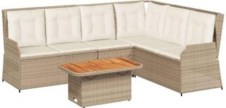 vidaXL Set Muebles De Jard&iacute;n 5 Pzas Con Cojines Rat&aacute;n Sint&eacute;tico Beige Vidaxl