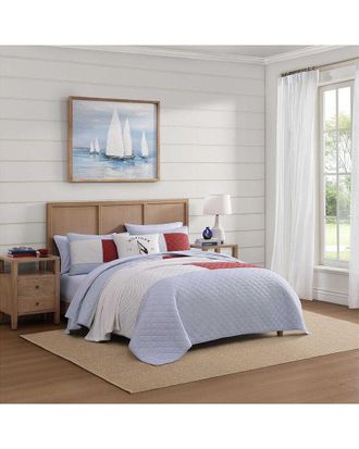 Tommy Hilfiger Nautical Anchor Flag/Ithaca Stripe Cotton Percale Quilt Set