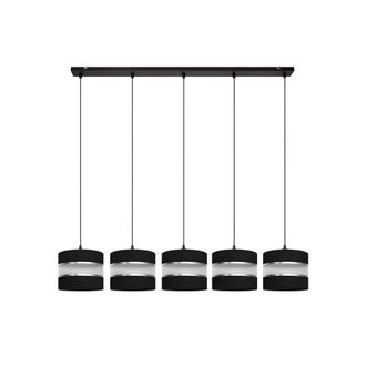 Netlighting Helen Straight Bar Pendant Ceiling Light Black Silver 115cm