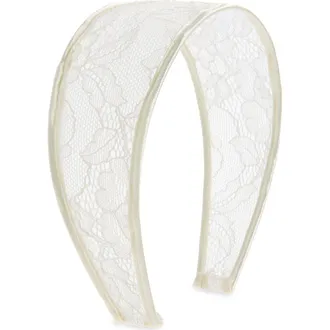 Tasha Embroidered Lace Headband in Ivory at Nordstrom