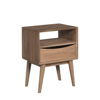 Decoclico Mesita de noche de madera marr&oacute;n con 1 caj&oacute;n