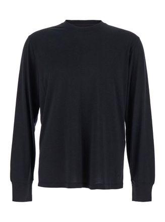 Tom Ford Black Crewneck T-Shirt With Long Sleeves In Cotton Blend Man