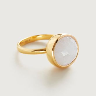 Monica Vinader Gold Medina Round Ring Moonstone