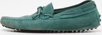 Tod's Tods Green Suede Gommino Slip On Loafers