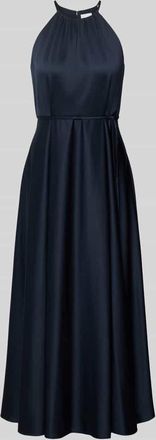 Jake*s Cocktailkleid aus Satin mit Bindeg&uuml;rtel in Marine Melange, Gr&ouml;&szlig;e 32