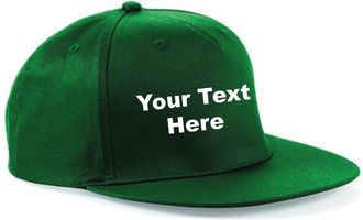 Generic Personalised Printed Your Text Snapback Rapper Hip Hop Cap Flat Peak Unisex Hat Cap (Bottle Green)