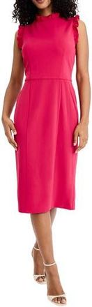 Maggy London Ruffle Mock Neck Sheath Dress in Jazzy at Nordstrom Rack, Size 18 (Similar To 16W)