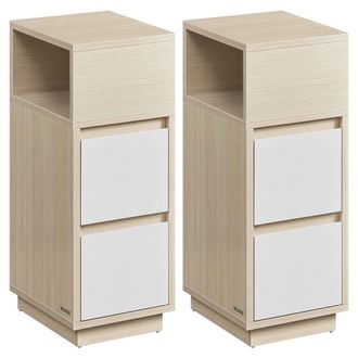 Vasagle 2 mesitas de noche estrechas con 2 cajones de color beige