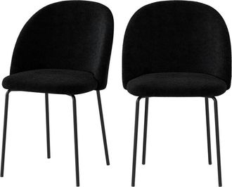 Rendez-Vous D&eacute;co Rendez-vous D&eacute;co - Set De 2 Sillas En Tejido Boucl&eacute; Negro - Karl