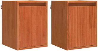 vidaXL Armario De Pared Con Puerta 2 Pcs Marr&oacute;n Cera 30 X 30 X 40 Cm Vidaxl
