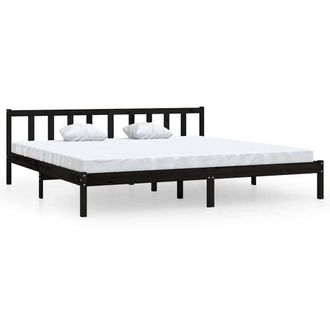 Berkfield Home Bed Frame Black Solid Pinewood 200x200 cm