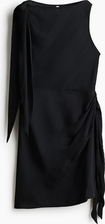 H&M Kleid mit U-Boot-Ausschnitt und Bindedetails - Schwarz