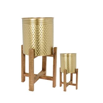OEM Maceteros Dorado Pies Madera