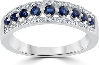 Pompeii3 5/8 cttw Blue Sapphire & Diamond Wedding Ring Womens Band 14k White Gold