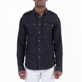 Balmain Long Sleeve Denim Shirt, Brand Size 40 (Neck Size 15.75 )