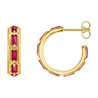 Thomas Sabo Hoepeloorbellen met Octogoon Geslepen Robijnstenen - Dames - Oorbellen - Veelkleurig - ONE Size - Accessoires