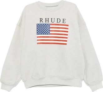 Rhude Crewneck Sweatshirt - Heren - Sweatshirts - Grijs - L - Katoen - Hoodies & sweatvesten