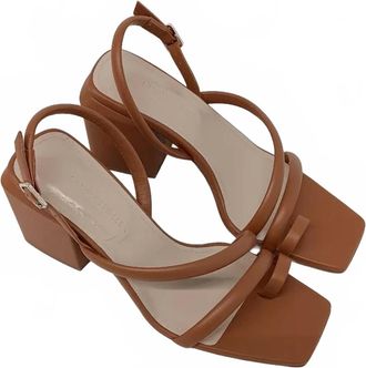 Lafayette 148 New York Womens Calfskin Leather Heeled City Slingback Sandals In Copper