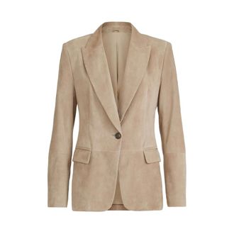 Brunello Cucinelli Blazers, female, Beige, M, Suede Jacket