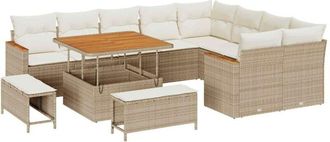 vidaXL Vidaxl - Conjunto De Sof&aacute; De Jard&iacute;n Con Coj&iacute;n 12 Pcs Beige Polirat&aacute;n