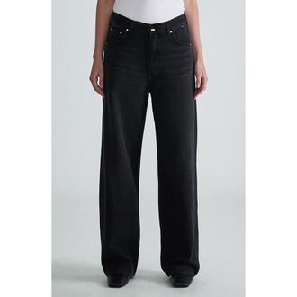 Mavi Nella Drawstring High Waist Jeans in Dark Smoke Well Blue at Nordstrom, Size 31 X 30