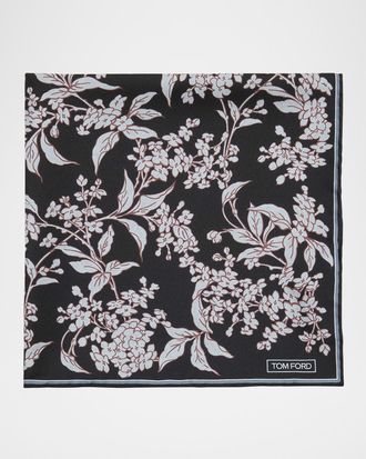Tom Ford Mens Floral Silk Pocket Square
