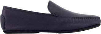 Manolo Blahnik Marineblauwe Leren Loafers Minimalistisch Ontwerp - Heren - Loafers - Blauw - 39 EU - Leer - Schoenen