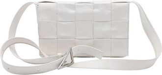 Bottega Veneta White Calfskin Leather Cassette Bag (Authentic Pre-Loved)