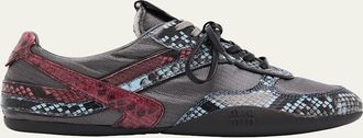 Miu Miu Gymnasium Technical Fabric and Python Low-Top Sneakers