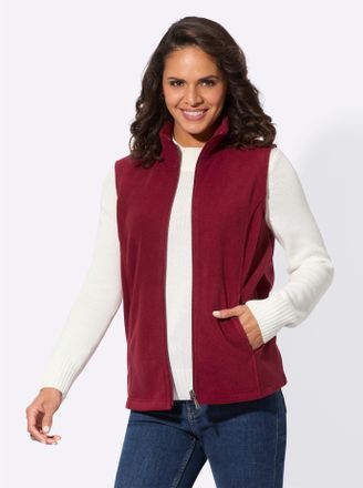 Casual Looks Fleeceweste CASUAL LOOKS, Damen, Gr. 44, rot (dunkelrot), 100% Polyester, unifarben, Westen Fleeceweste