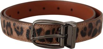 Dolce & Gabbana Leopardprint Riem van Leer met Gesp - unisex - Riemen - Bruin - ONE Size - Leer - Accessoires