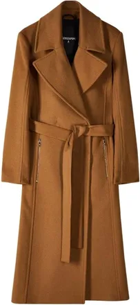 Patrizia Pepe Abrigo con cintur&oacute;n - Coats - Mujer - Marr&oacute;n - M