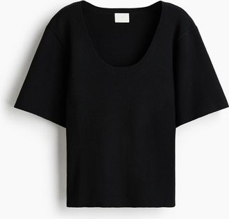 H&M Fine-knit T-shirt in Black at Nordstrom, Size Xx-Small