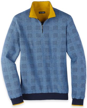 Paul Fredrick Cotton Quarter Zip Mock Neck Sweater