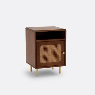 La Redoute Interieurs Nachtkastje 1 deur met riet en walnoot fineer, Redpop