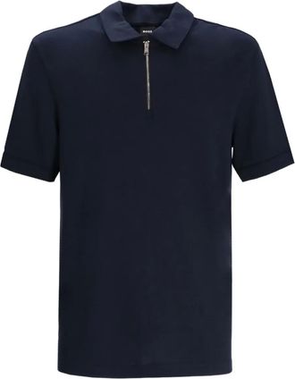 BOSS zip-neck polo shirt - Blue