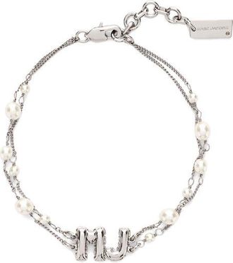 Marc Jacobs MJ Balloon Charm Faux Pearl Bracelet in Silver at Nordstrom