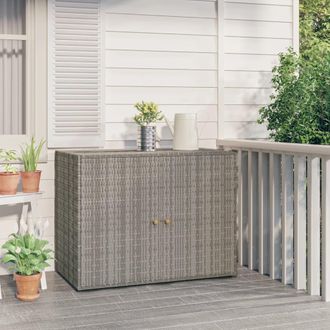 Berkfield Home Garden Storage Cabinet Grey 100x55.5x80 cm Poly Rattan