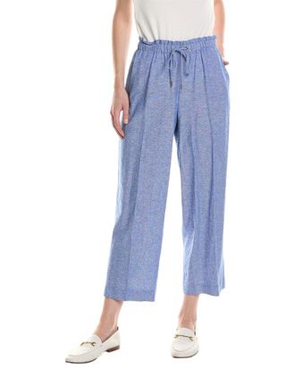 Anne Klein Drawstring Linen-Blend Wide Leg Pant