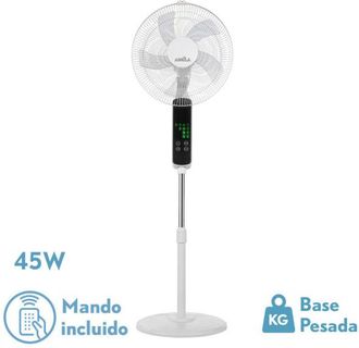 Fabrilamp Abrila - Ventilador De Pie Rodium T&aacute;ctil Con Pantalla Digital Color Negro Con Cinco Aspas Con 3 Velocidades 2 Posiciones Con Temporizador Programable 