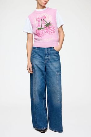 Ganni Pink Vest in Graphic Wool