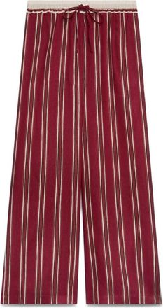 Fiorella Rubino Gestreept Viscose Wijde Pijpen Broek - Dames - Wijde Broeken - Rood - XS - Broeken