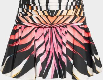 Roberto Cavalli Ray Of Paradise Print Flared Mini Skirt