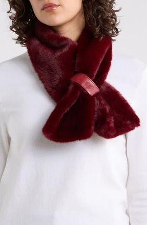 La Fiorentina Faux Fur Pull Through Scarf in Wine at Nordstrom Rack