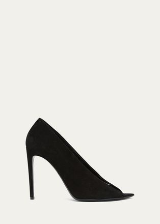 Valentino Garavani 105mm Open Toe Revele Suede Pumps